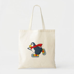 Penguin at Ice skating with Ice skates.PNG Tote Bag