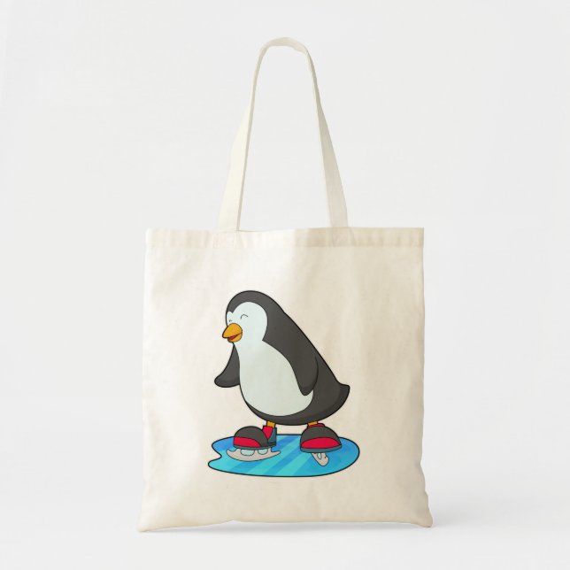 Penguin at Ice skating with Ice skates Tote Bag (Front)