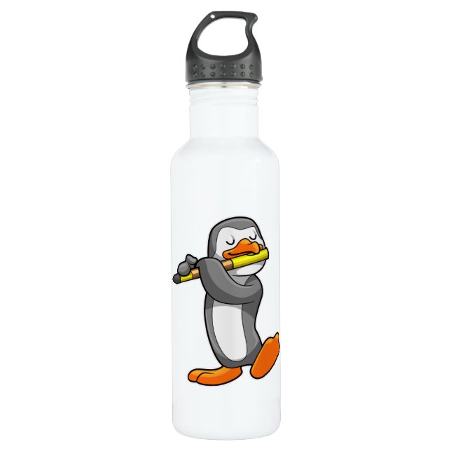 Penguin at Music with Flute 710 Ml Water Bottle (Front)