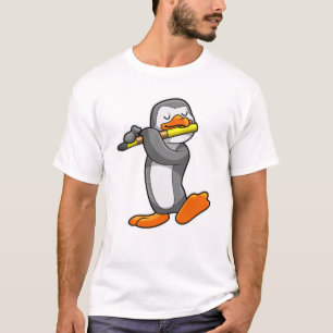 Penguin at Music with Flute T-Shirt