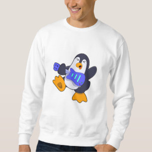 Penguin at Music with Guitar Sweatshirt
