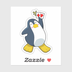 Penguin at Poker with Poker cards