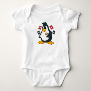 Penguin at Poker with Poker cards Baby Bodysuit