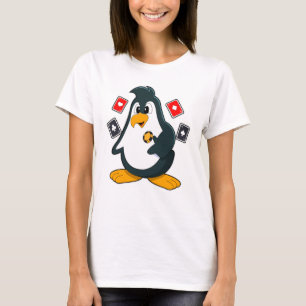 Penguin at Poker with Poker cards T-Shirt