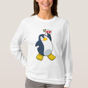 Penguin at Poker with Poker cards T-Shirt