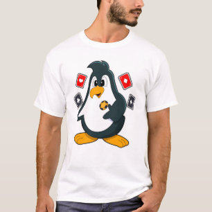 Penguin at Poker with Poker cards T-Shirt