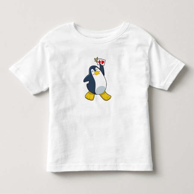 Penguin at Poker with Poker cards Toddler T-Shirt (Front)