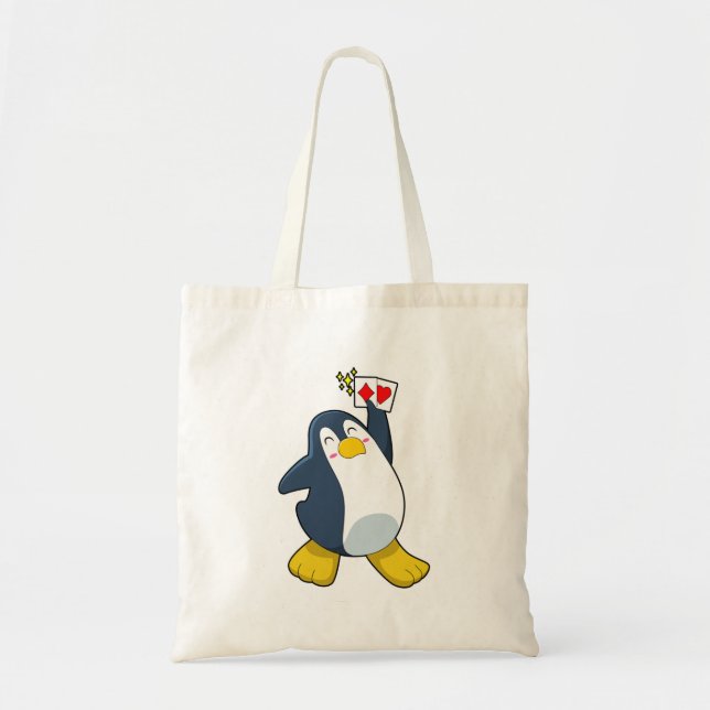 Penguin at Poker with Poker cards Tote Bag (Front)
