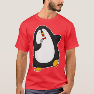 Penguin at Singing with Microphone Tie T-Shirt