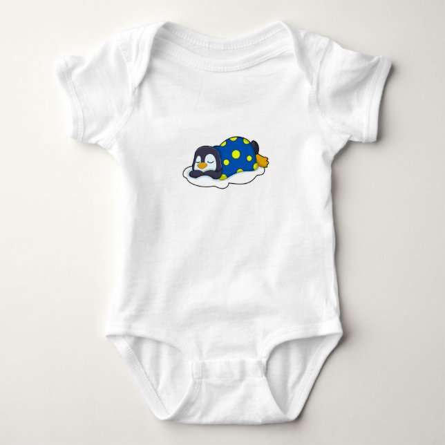 Penguin at Sleeping with Blanket Baby Bodysuit (Front)