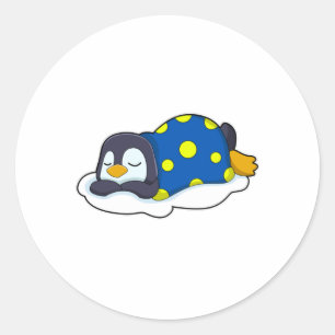 Penguin at Sleeping with Blanket Classic Round Sticker