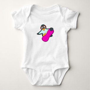 Penguin at Snowboard Sports & Ski goggles Baby Bodysuit