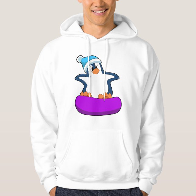 Penguin at Snowboarding with Snowboard Hoodie (Front)