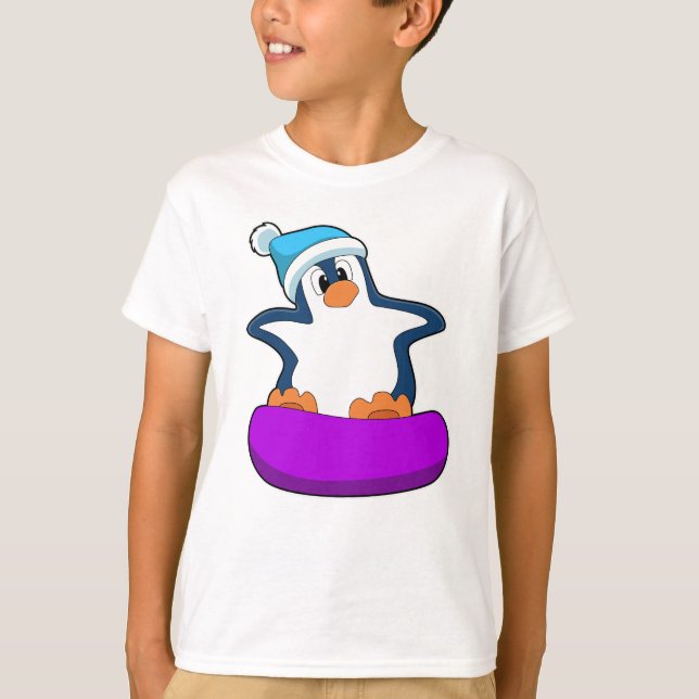 Penguin at Snowboarding with Snowboard T-Shirt (Front)