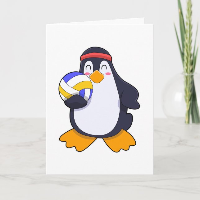 Penguin at Volleyball Sports Card (Front)
