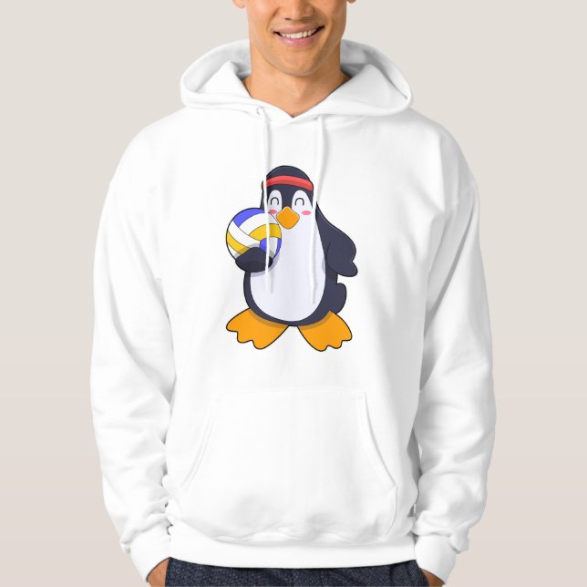 Penguin at Volleyball Sports Hoodie (Front)