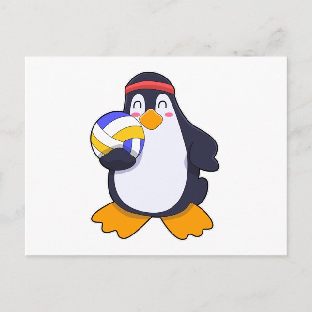 Penguin at Volleyball Sports Postcard (Front)