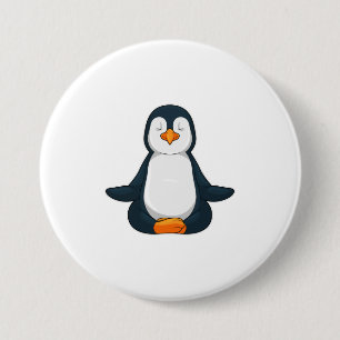 Penguin at Yoga Fitness in Sitting 7.5 Cm Round Badge