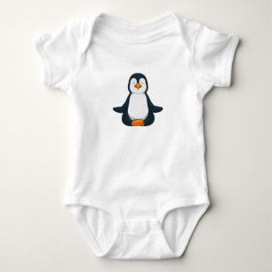 Penguin at Yoga Fitness in Sitting Baby Bodysuit