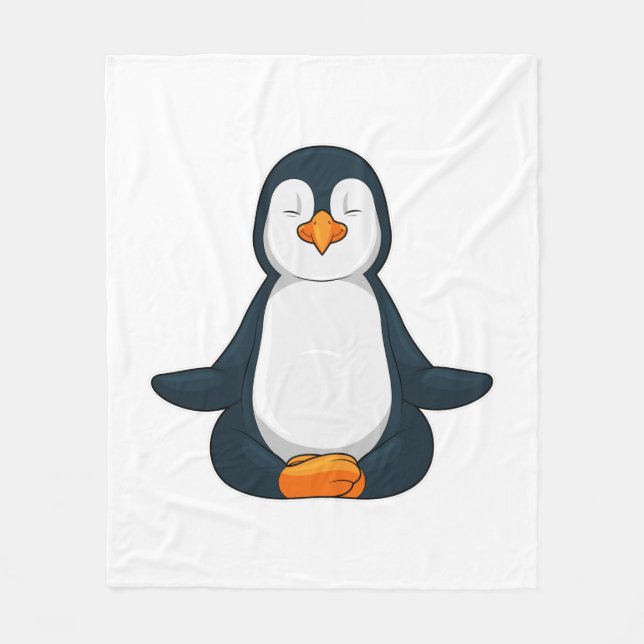 Penguin at Yoga Fitness in Sitting Fleece Blanket (Front)