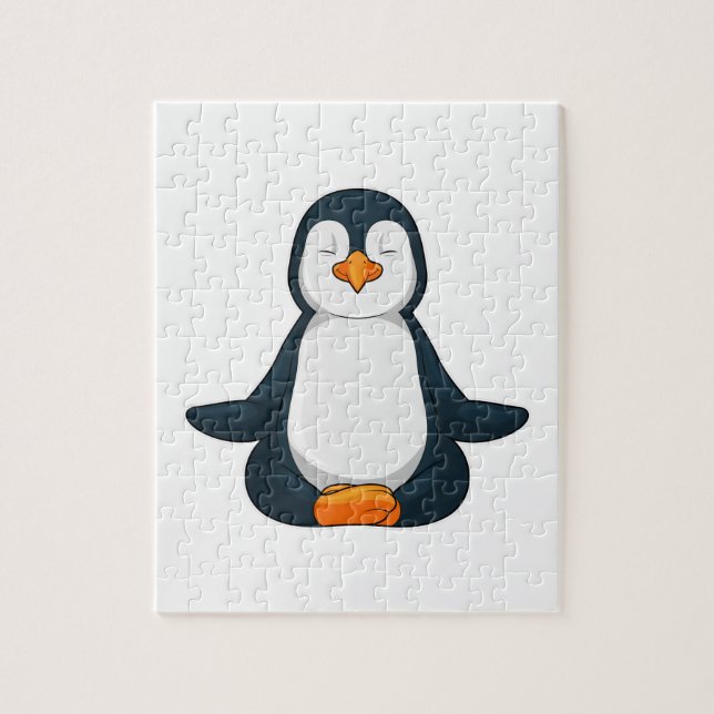 Penguin at Yoga Fitness in Sitting Jigsaw Puzzle (Vertical)