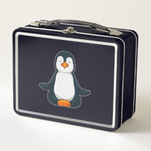 Penguin at Yoga Fitness in Sitting Metal Lunch Box