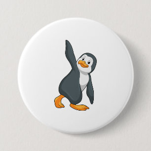 Penguin at Yoga Stretching exercise 7.5 Cm Round Badge