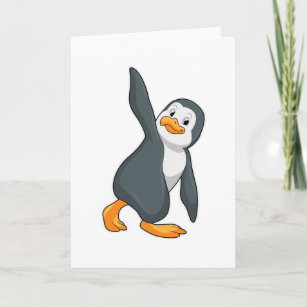 Penguin at Yoga Stretching exercise Card