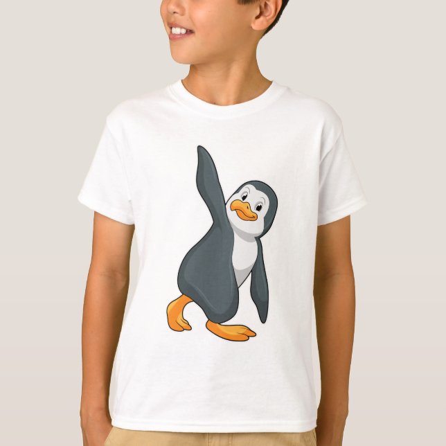 Penguin at Yoga Stretching exercise T-Shirt (Front)