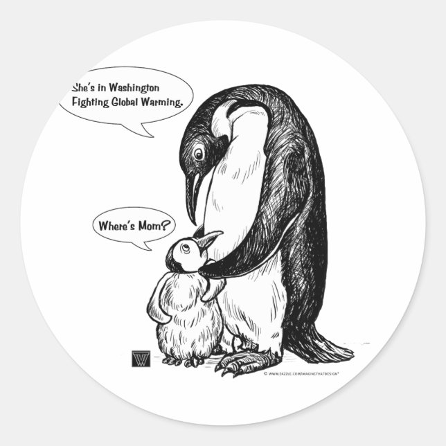 Penguin Awareness Classic Round Sticker (Front)