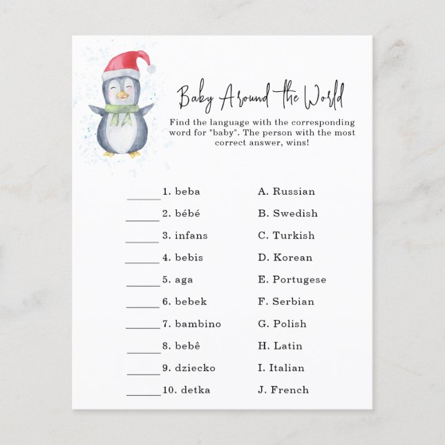 Penguin - Baby around the world game (Front)