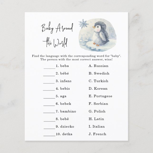Penguin - Baby around the world game (Front)