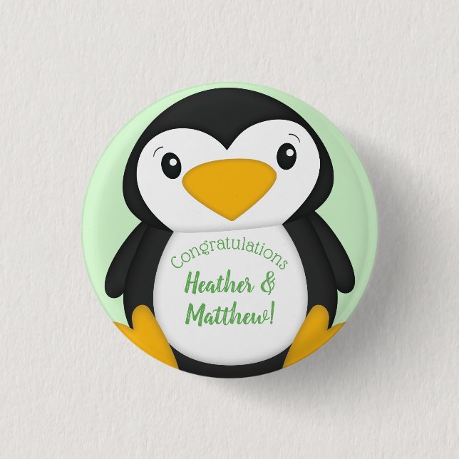 Penguin Baby Shower 3 Cm Round Badge (Front)