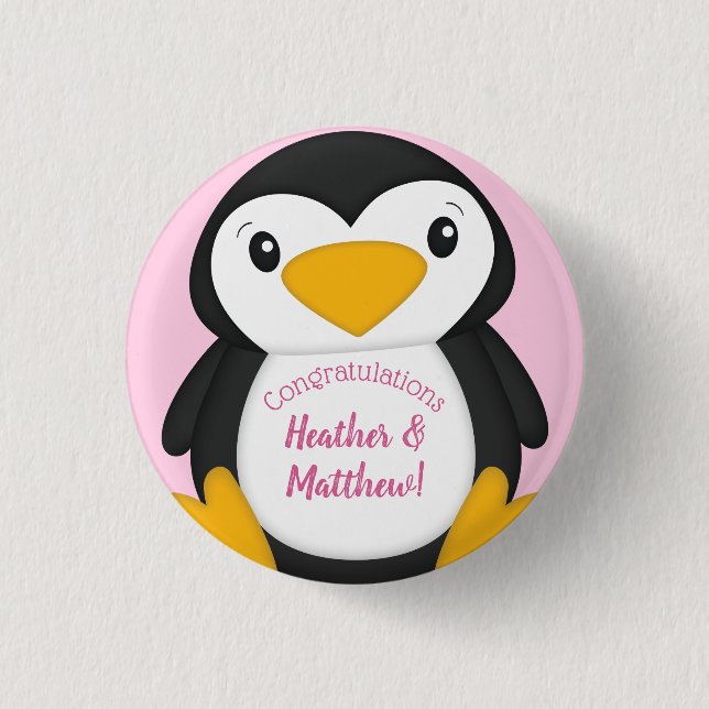 Penguin Baby Shower 3 Cm Round Badge (Front)