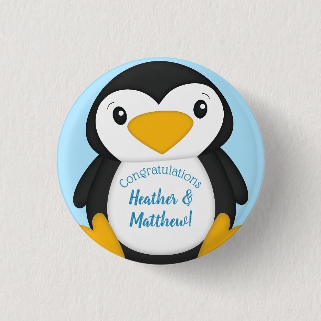 Penguin Baby Shower 3 Cm Round Badge (Front)