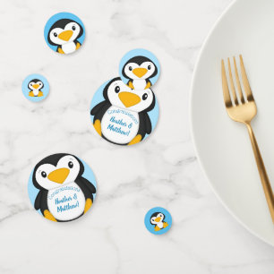 Penguin Baby Shower Blue Confetti