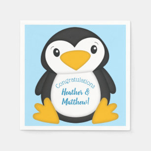 Penguin Baby Shower Blue Napkin