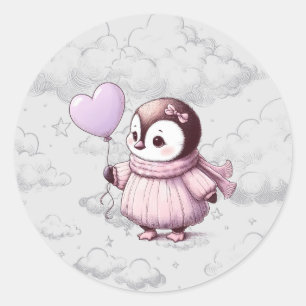 Penguin Baby Shower Classic Round Sticker