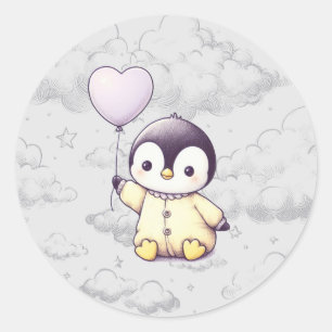 Penguin Baby Shower Classic Round Sticker