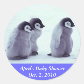 Penguin Baby Shower Classic Round Sticker