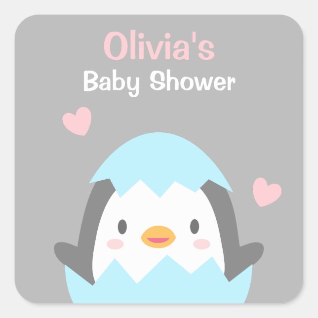 Penguin Baby Shower Favour Decorative Stickers (Front)