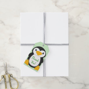 Penguin Baby Shower Green Gift Tags