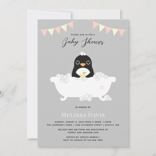 Penguin Baby Shower Invitation (Front)