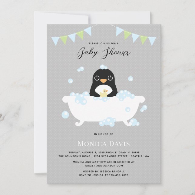 Penguin Baby Shower Invitation (Front)