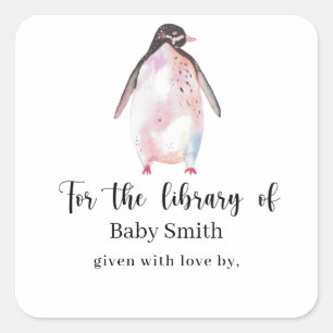 Penguin - Baby Shower Library Square Sticker