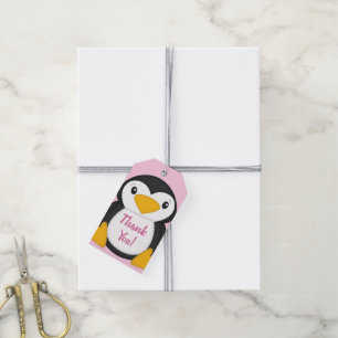 Penguin Baby Shower Pink Gift Tags
