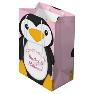 Penguin Baby Shower Pink Medium Gift Bag