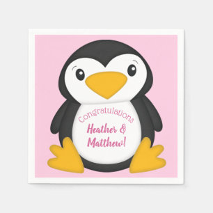 Penguin Baby Shower Pink Napkin