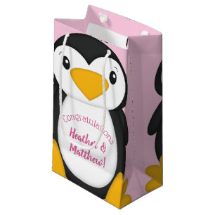 Penguin Baby Shower Pink Small Gift Bag