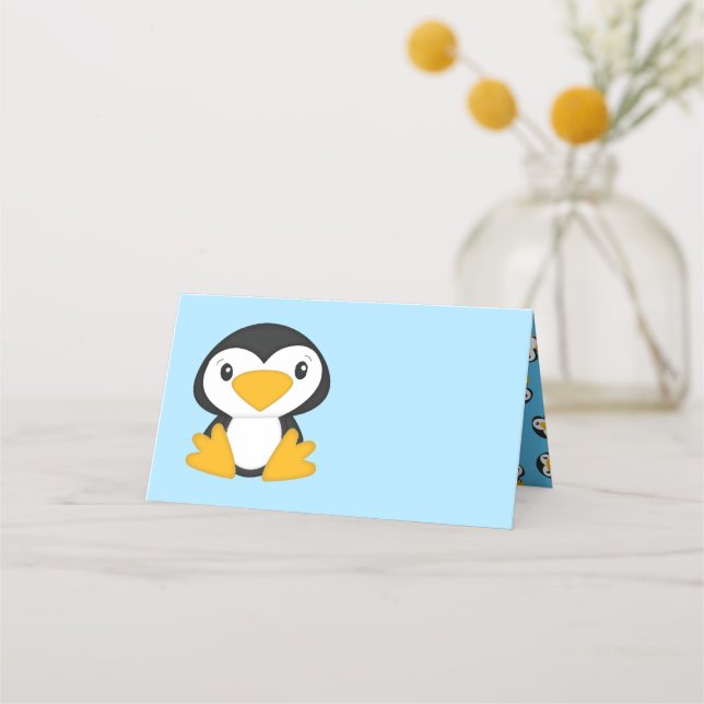 Penguin Baby Shower Place Card (Front)